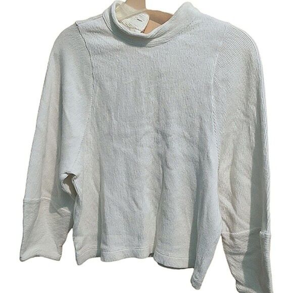 Madewell  Cream Texture & Thread Button-Back Mockneck Top - Picture 3 of 10